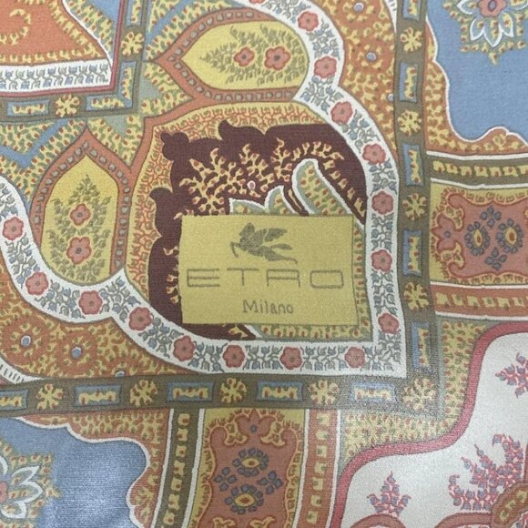 Auth ETRO - Dark yellow Red Multi Silk Scarf - Picture 3 of 4